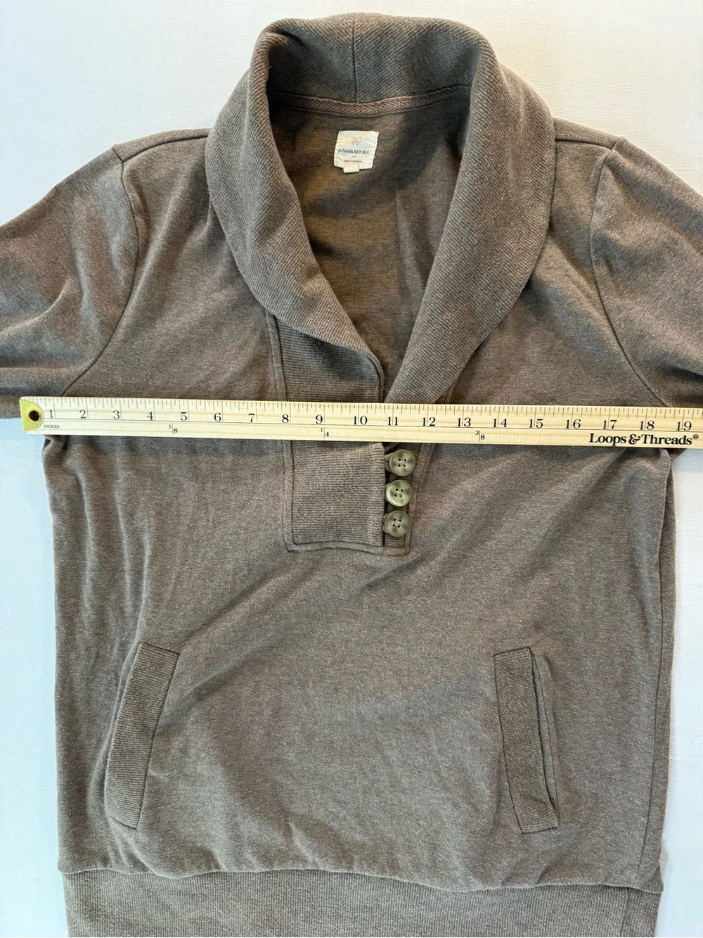 Banana Republic Men's V-Neck Shawl Pullover Sweater - Taupe